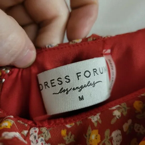 Dress Forum Ditsy Floral Ruffle Midi Dress - Size Medium - Rust/Terracotta - Picture 5 of 6